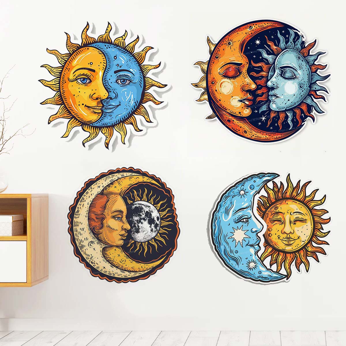 Home Bathroom Wall Tiles - Sol e lua adesivo de parede