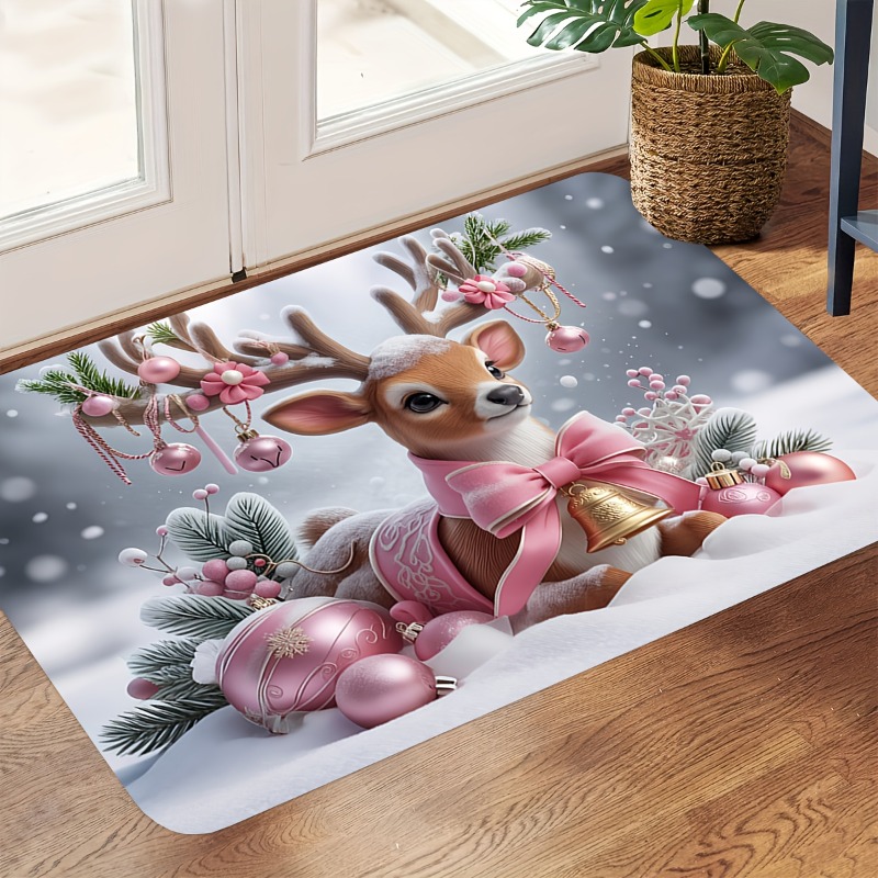 Home Bathroom Scene - Tapete de Entrada de Natal Rosa
