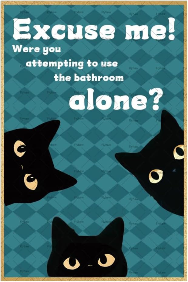 Home Alone Bathroom - Placa de Metal Decorativa Gato Preto: