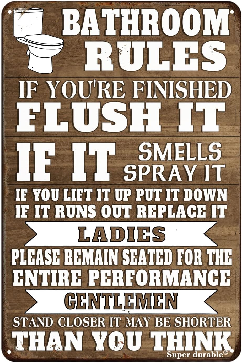 Home Bathroom Sign - Placa de Metal Decorativa de Parede