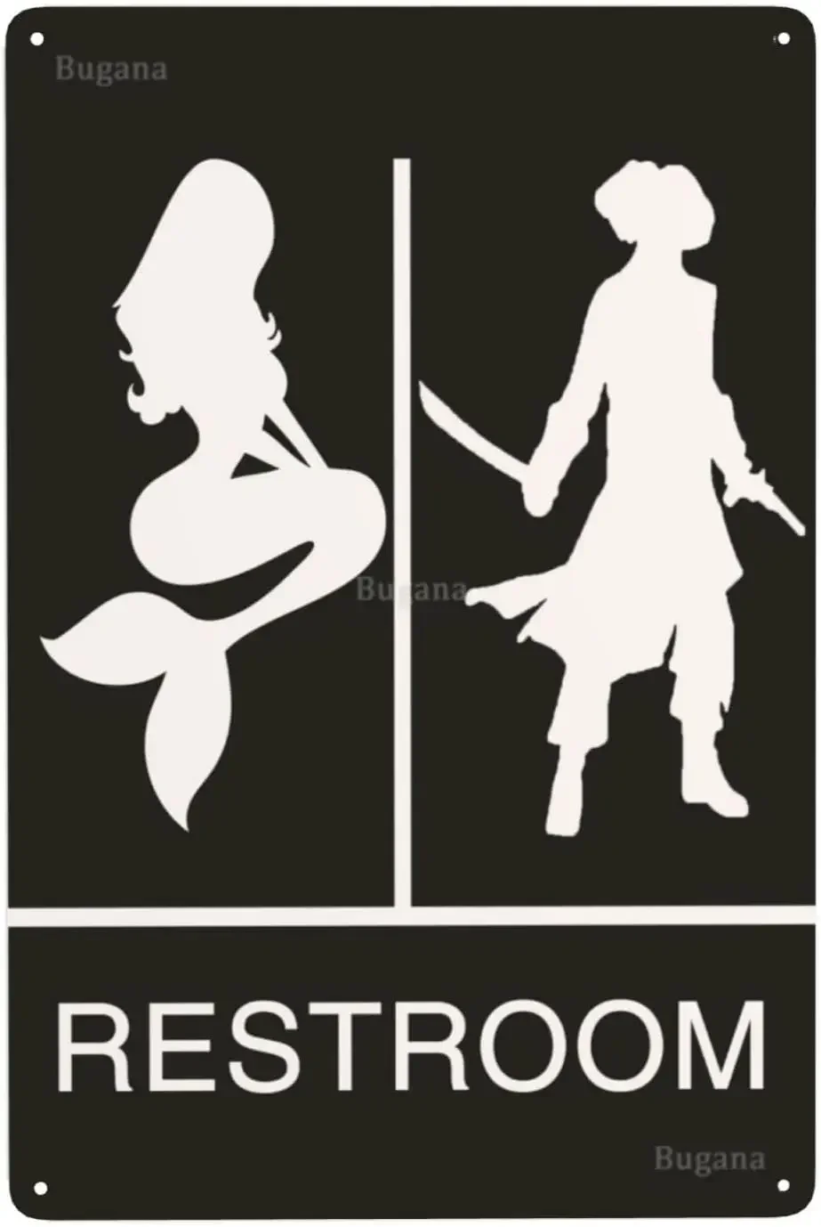Home Bathroom Sign - Placa de Metal Vintage Sereia Pirata