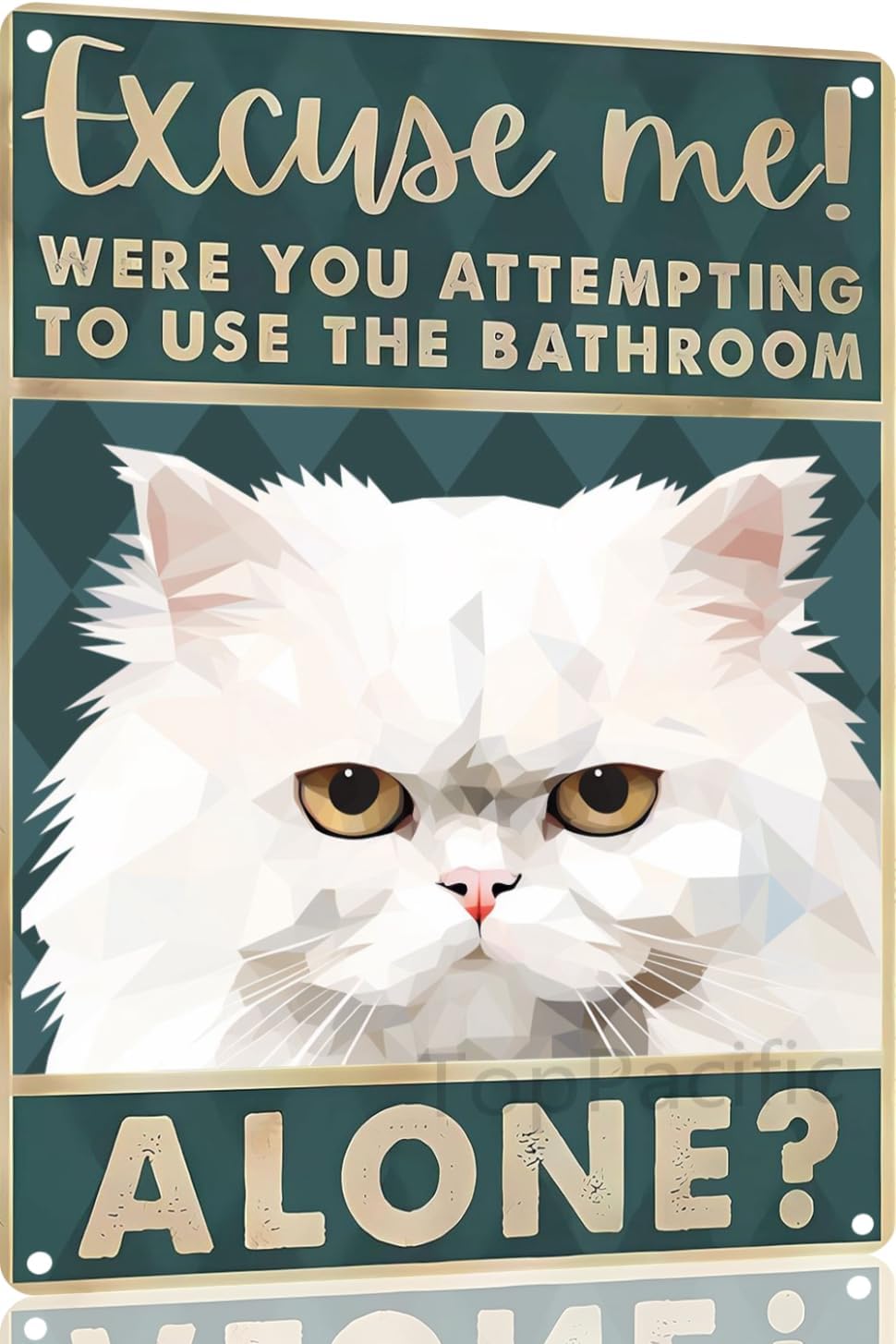 Home Alone Bathroom - Placas de Metal Retrô Gato Persa