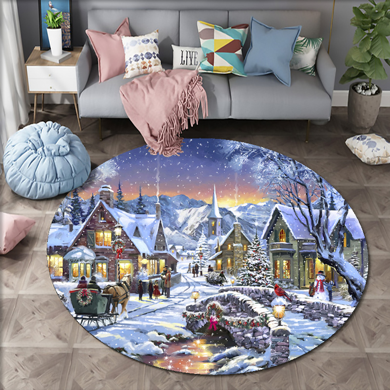 Home Bathroom Scene - Bosques de Natal Neve Cena Tapetes