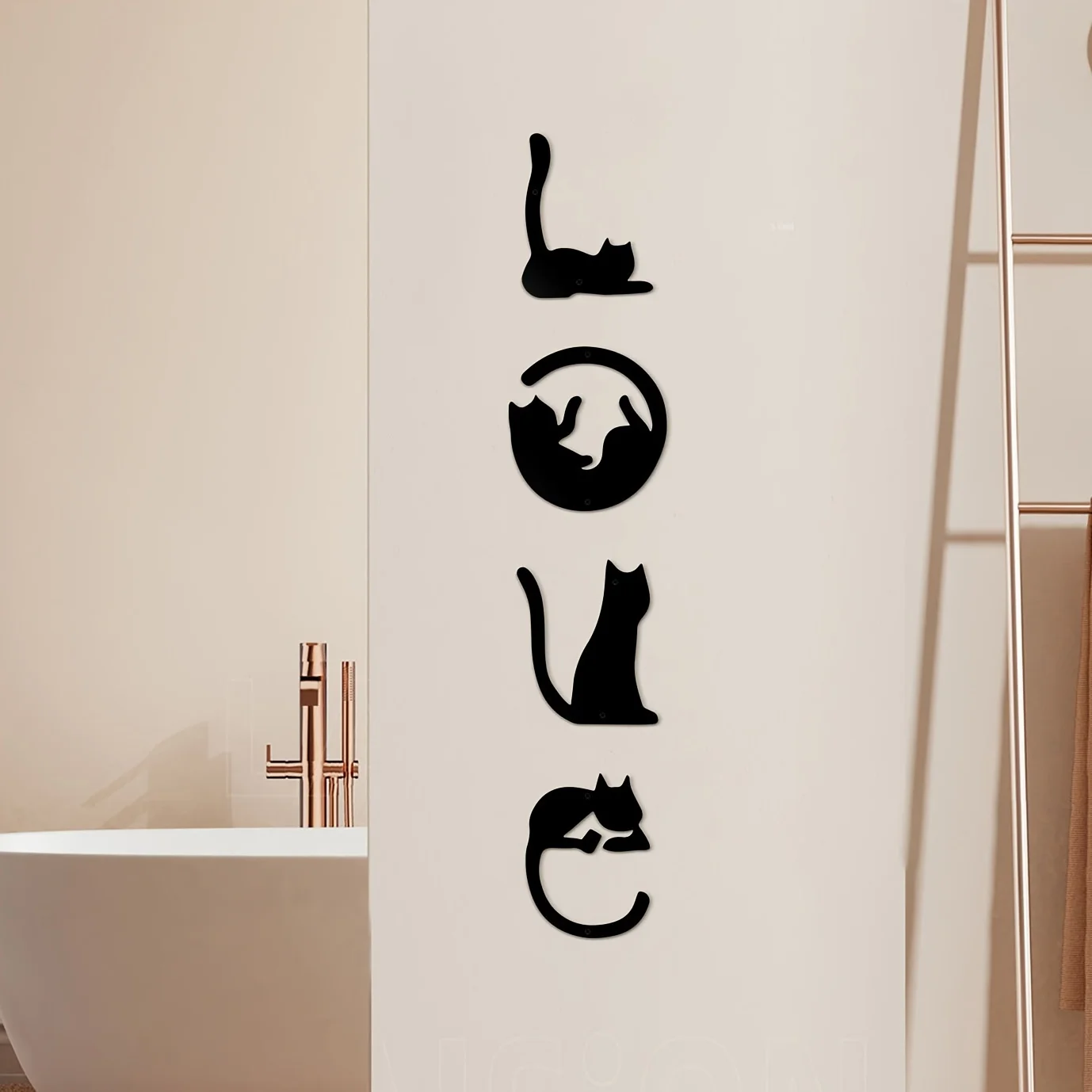 Home Goods Bathroom - HelloYoung-Cute Cat Metal Wall Decor, Arte
