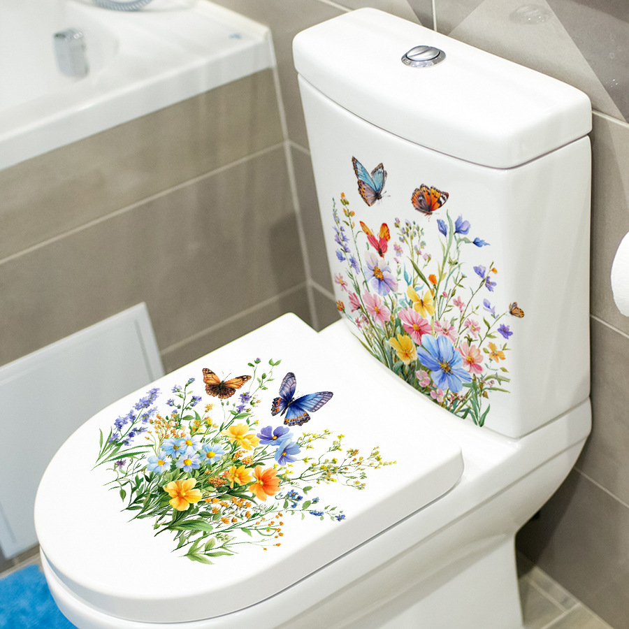 Adesivos de flores frescas e b - Home Bathroom Wall Tiles avaliação e preço