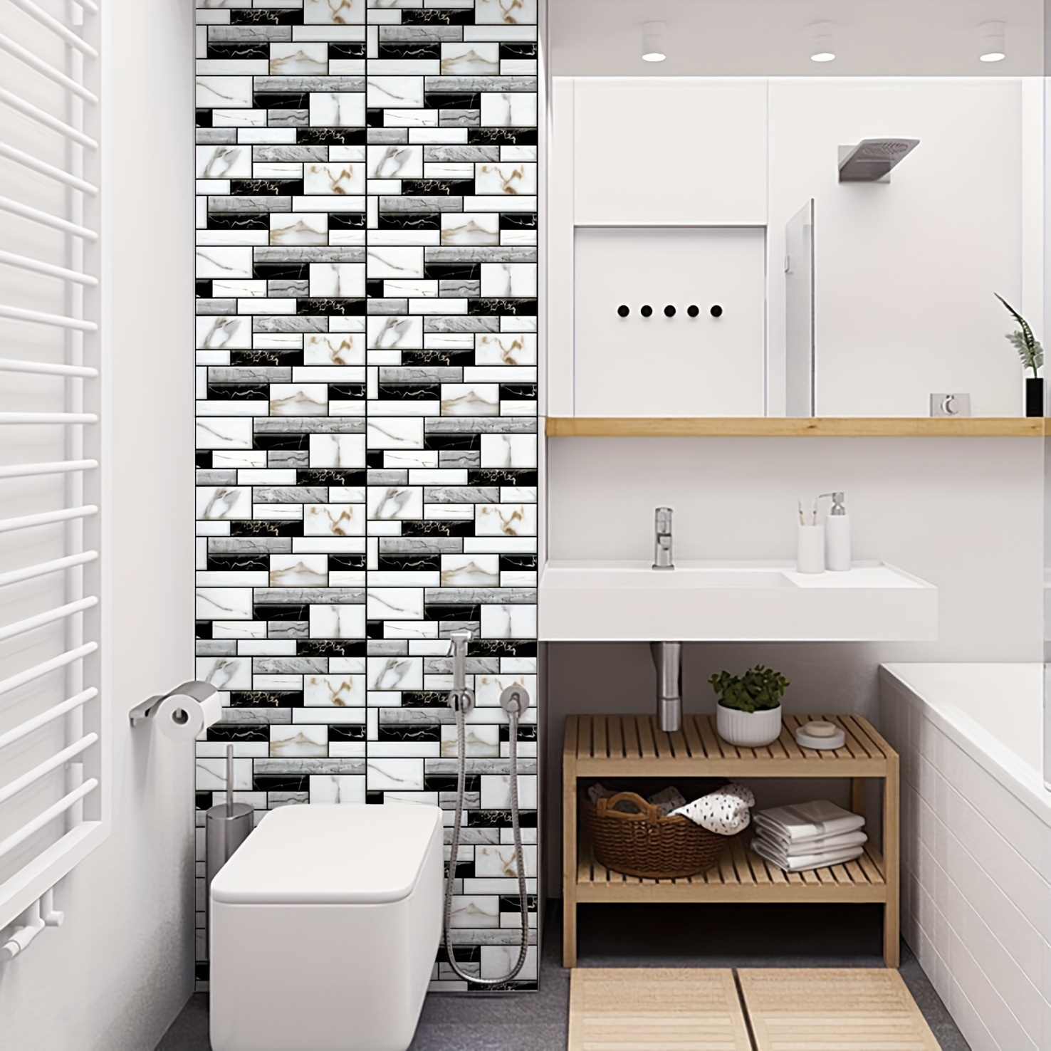 5/10 pçs autoadesivo telha ade - Home Bathroom Wall Tiles avaliação e preço