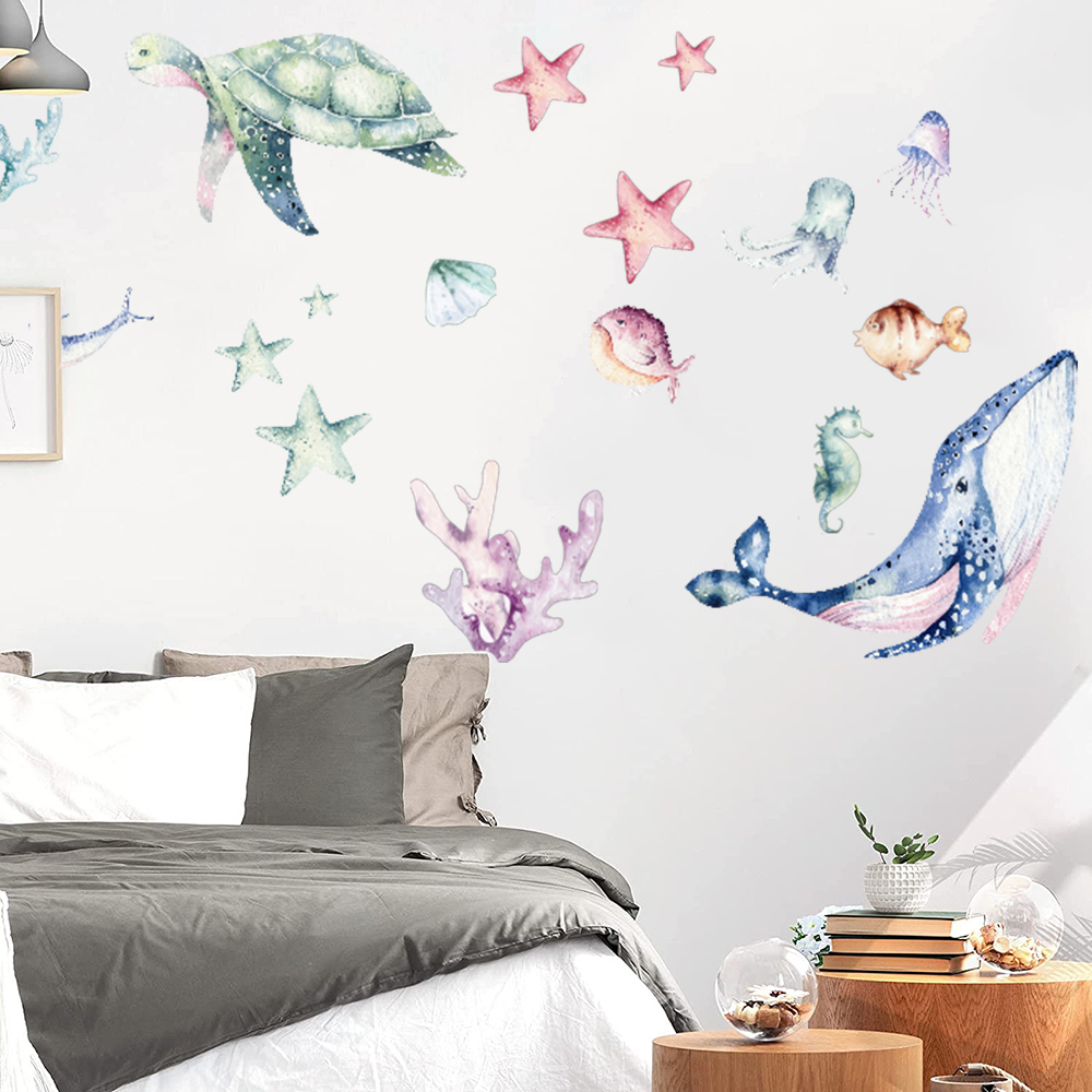 Aquarela vida marinha oceano a - Home Bathroom Wall Tiles avaliação e preço