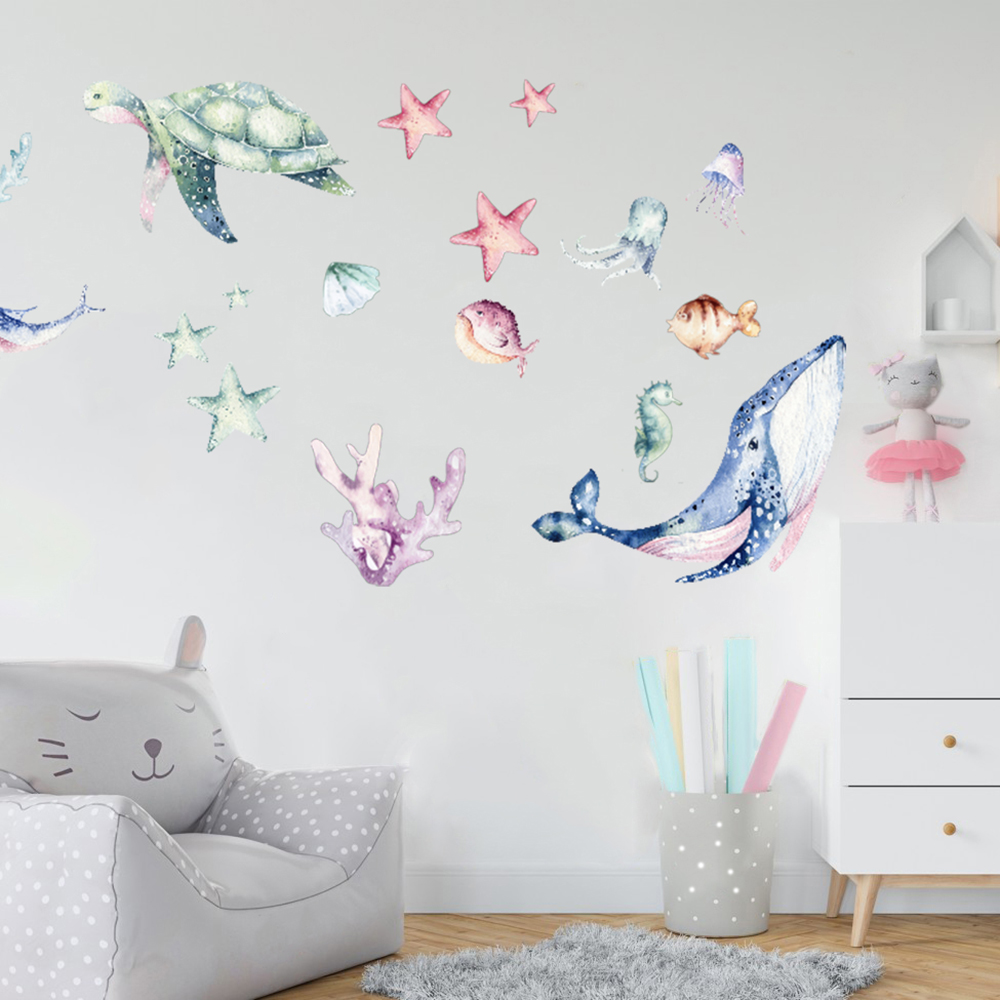 Aquarela vida marinha oceano a - Home Bathroom Wall Tiles avaliação e preço