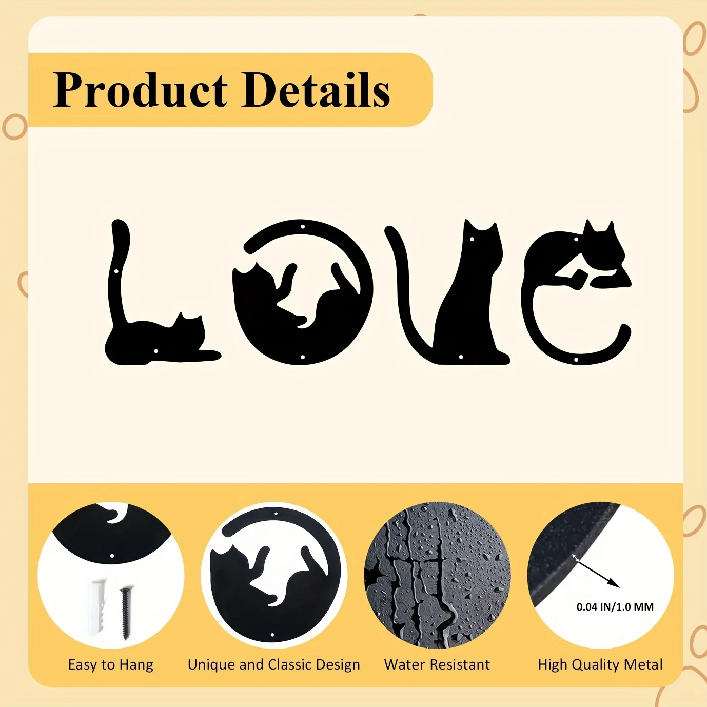 HelloYoung-Cute Cat Metal Wall - Home Goods Bathroom avaliação e preço