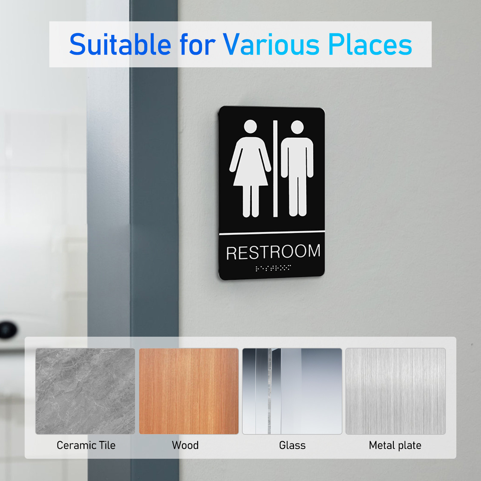 Sinal de Banheiro em Braille A - Home Bathroom Sign avaliação e preço